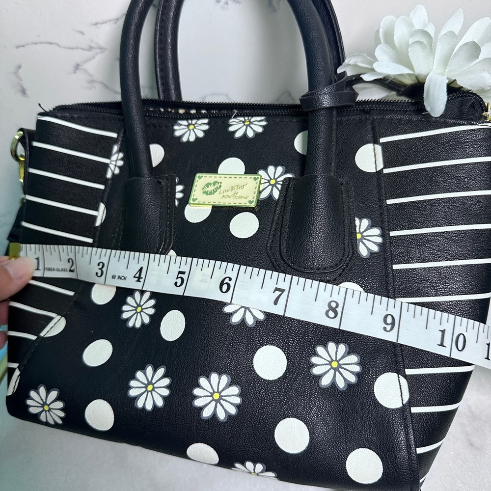 Luv Betsey by Betsey Johnson Daisy Black and White Polka Dot Crossbody Bag - Picture 7 of 9